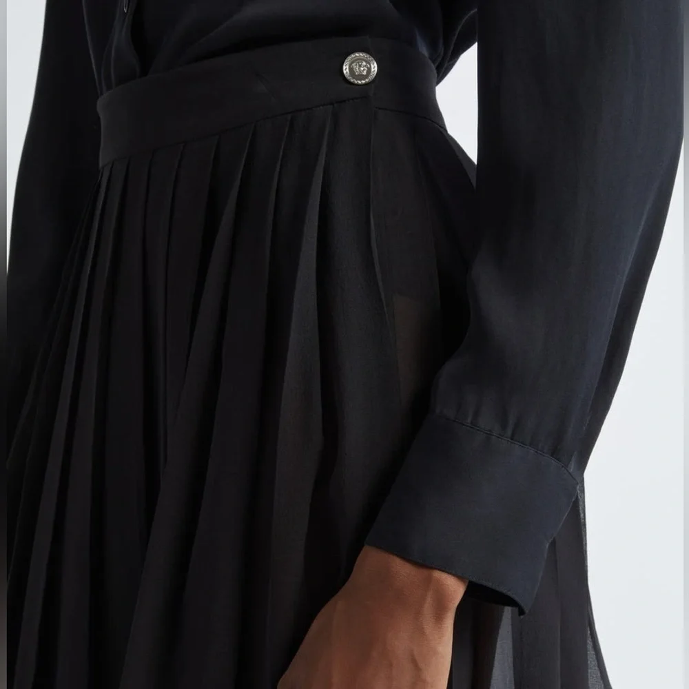 New 💯 Authentic Versace Pleated Silk Georgette Skirt